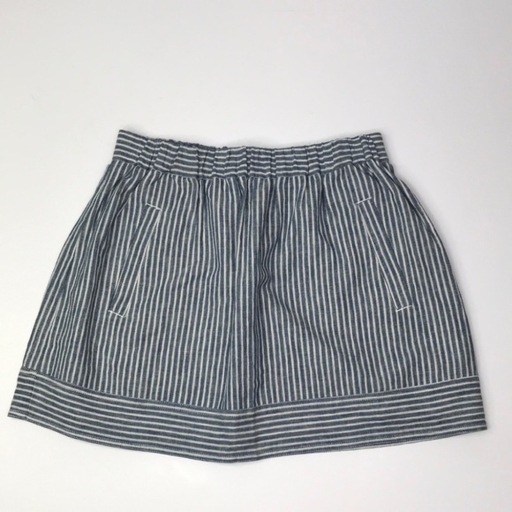 J. CREW Factory Blue/White Striped Linen Skirt XS